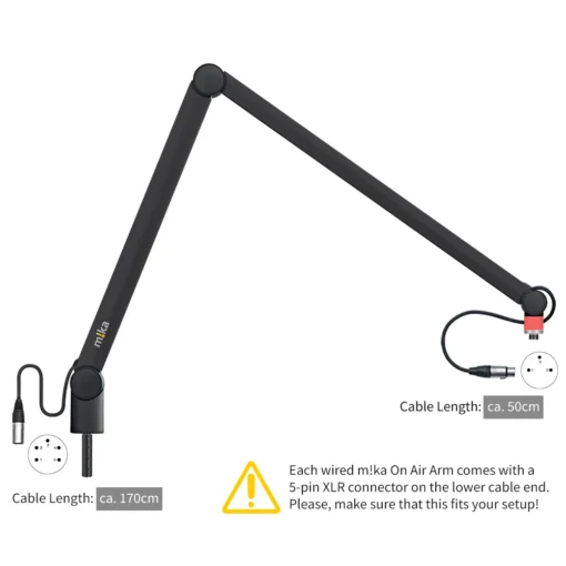 "ON AIR" Microphone Arm XL Black (with XLR connectors installed)