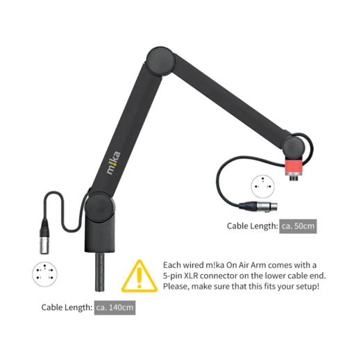 "ON AIR" Microphone Arm XS Black (with XLR connectors installed)